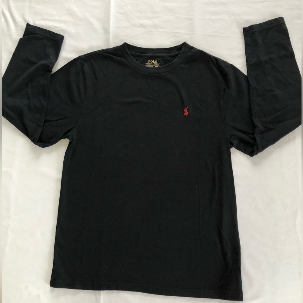 Polo by Ralph Lauren 14-16 Teen Lg Black Long Sleeve Shirt. 100% Cotton. EUC.